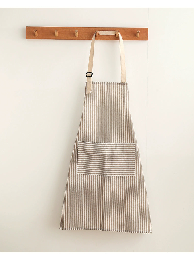 VV Xiaowangjia Inventory Pure Cotton Apron Female Household Kitchen Special Work Clothes Cotton Linen Cooking Apron Thin Breathable