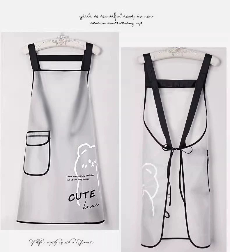 Transparent Apron for Women For Home Kitchen Waterproof Oil-Proof Catering Special Cooking Apron 2024 New Arrival Soft Leather Overalls