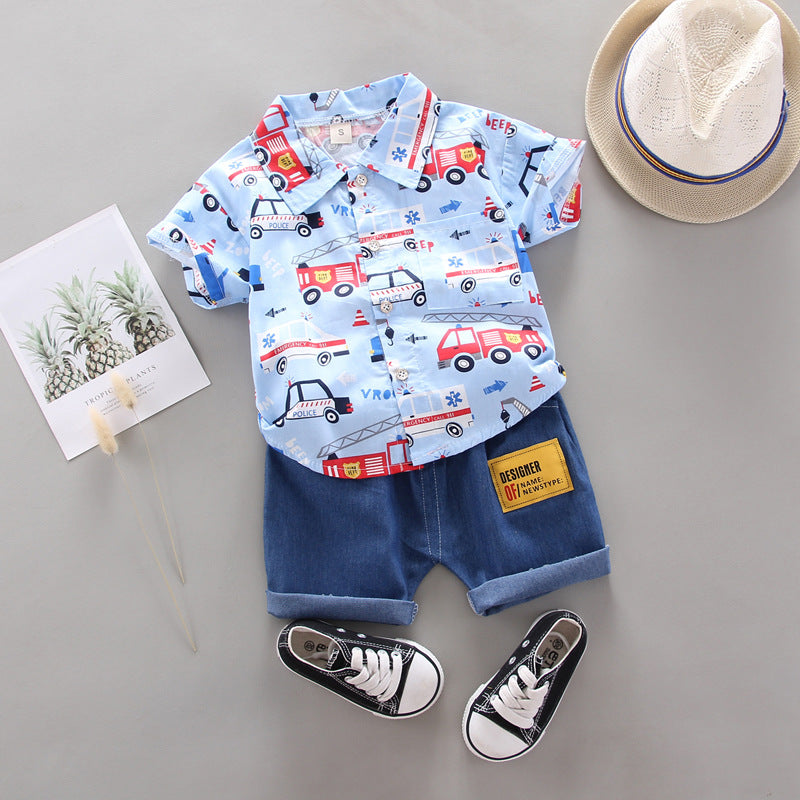 New Summer Baby Boys Clothes Children Fashion Cartoon Shirt Shorts 2Pcs/Set Kids Outfits Toddler Casual Costume Infant Tracksuit