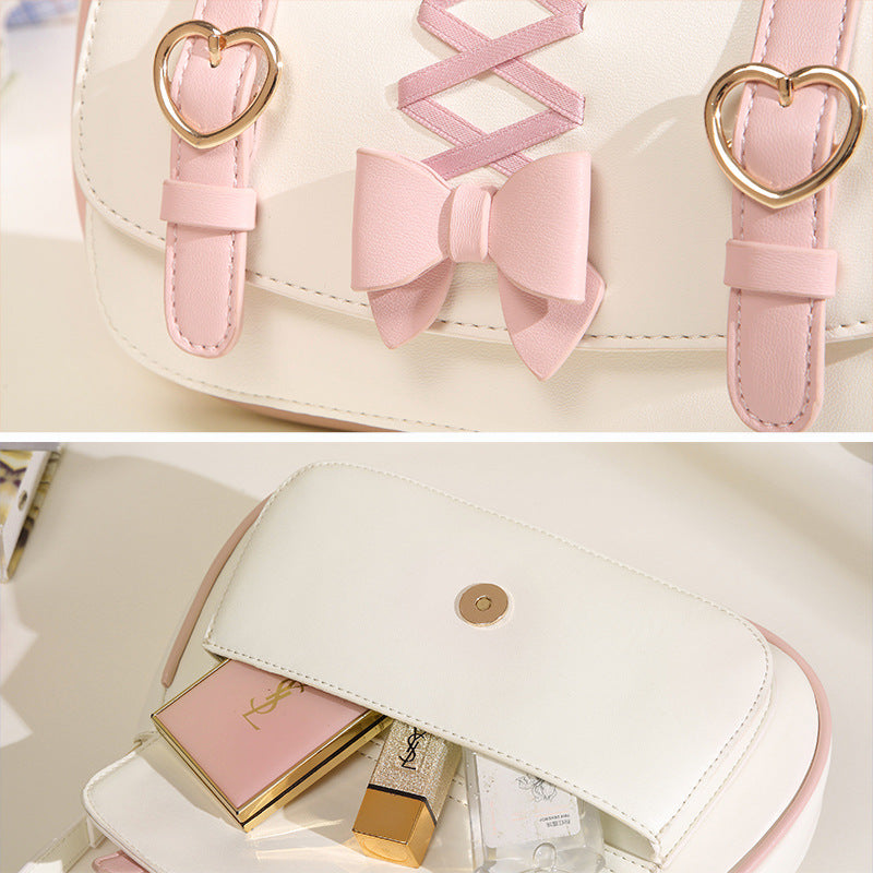 New portable armpit bag baguette bag women's bag lolita bow sweet and cute lo bag small bag