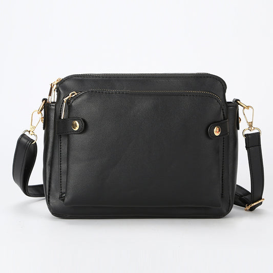 Three Layer Leather Crossbody Shoulder Three Layer Leather Crossbody Shoulder Cross Border