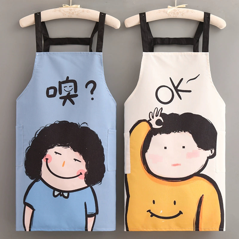 Canvas Apron Home Kitchen Men's Summer Thin 2022 Internet Celebrity New Work Clothes Women's Cooking Cartoon Waist