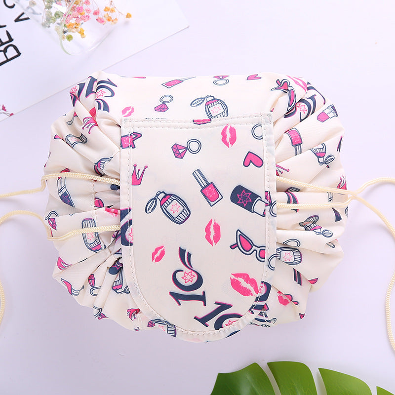 Small fresh thickened lazy drawstring cosmetic bag travel cosmetics storage bag large-capacity wash bag