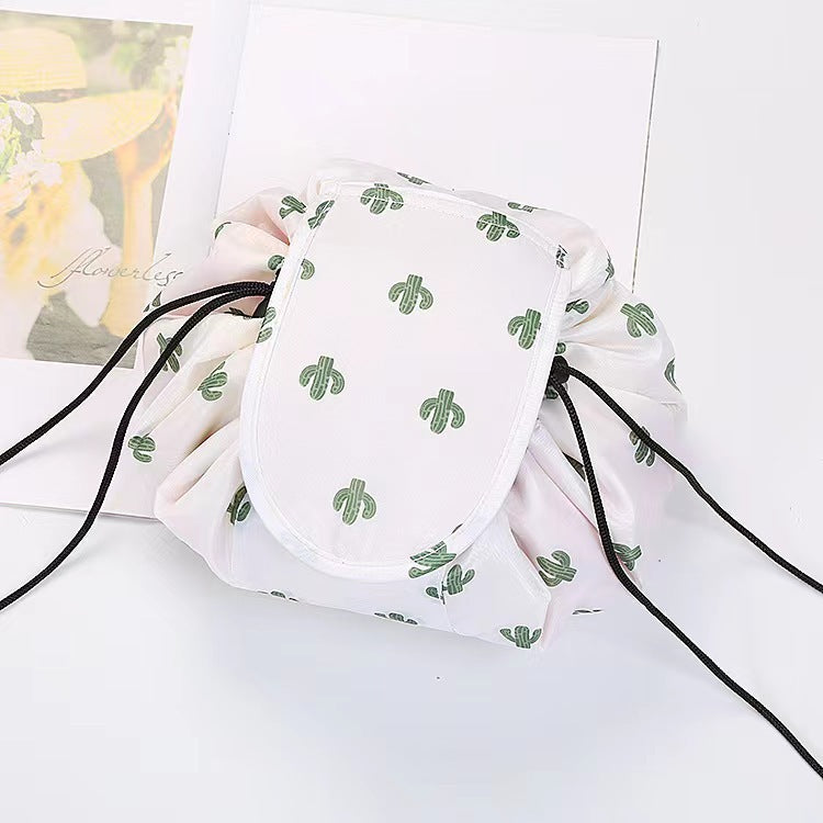 Small fresh thickened lazy drawstring cosmetic bag travel cosmetics storage bag large-capacity wash bag