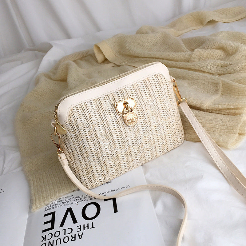 Summer new fairy bag for women new trendy crossbody bag single shoulder shell straw simple bag