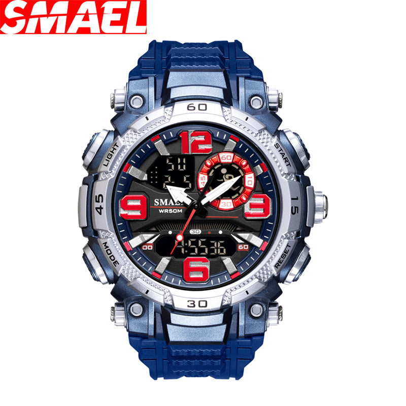 SMAEL 1921 men's dual movement sports watch multi-function chronograph luminous alarm student watch