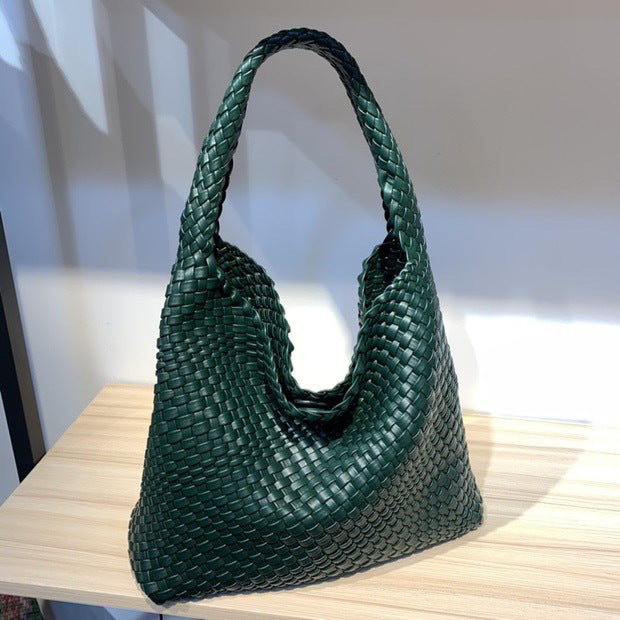 New high-end hand-woven bag large-capacity shoulder tote bag underarm bag bucket bag mother-and-child bag trend