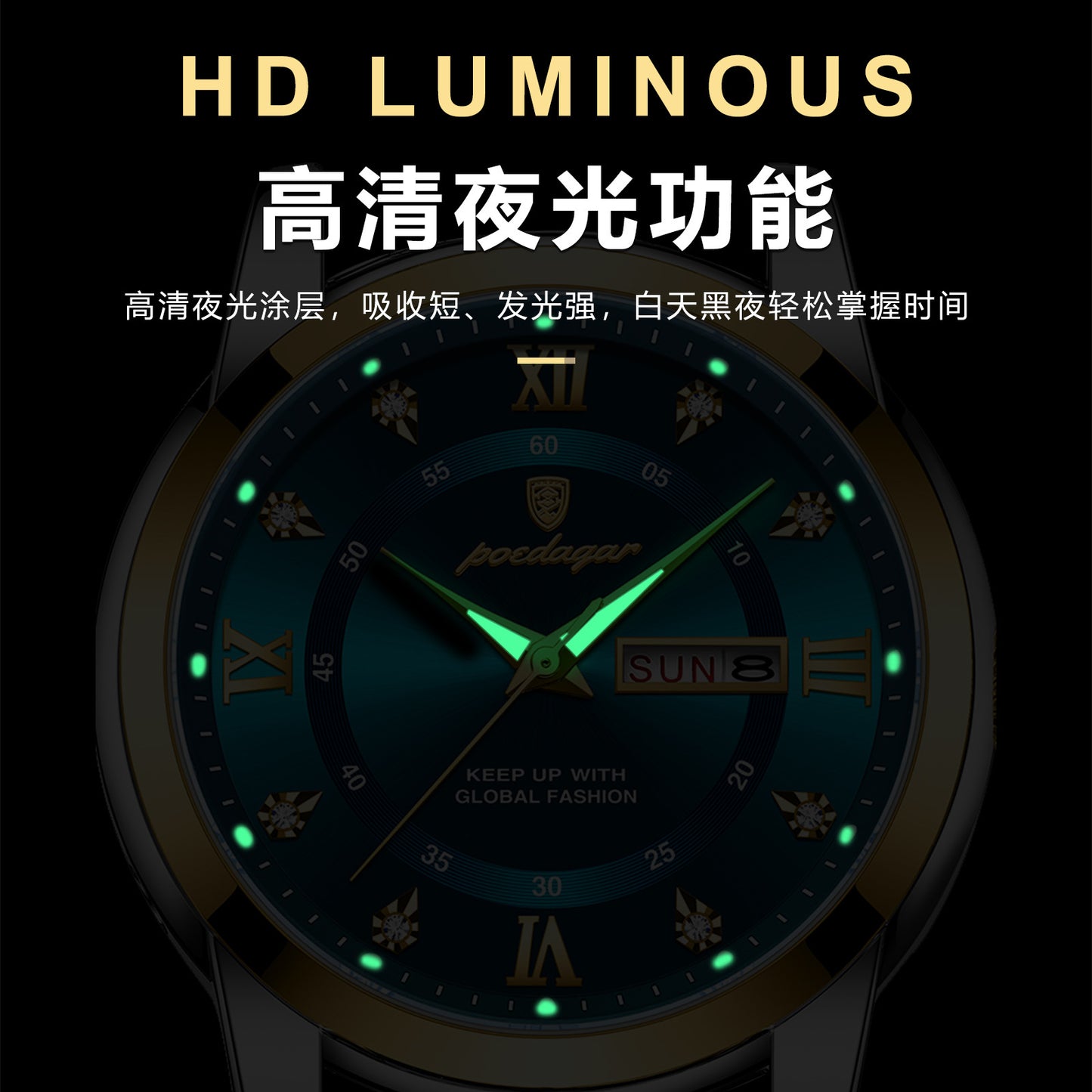 Swiss brand new calendar waterproof luminous men's watch quartz watch live foreign trade hot sale