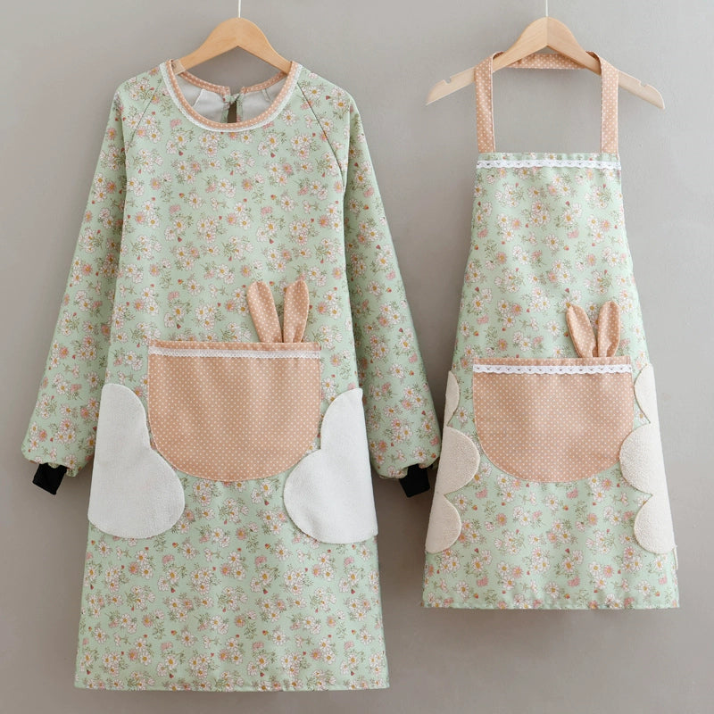 Internet Celebrity Household Kitchen Waterproof Fall and Winter Long Sleeve Apron