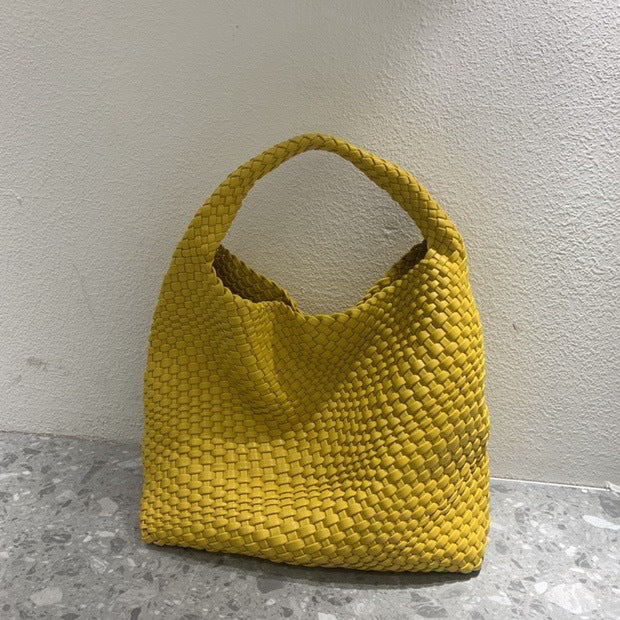 New high-end hand-woven bag large-capacity shoulder tote bag underarm bag bucket bag mother-and-child bag trend