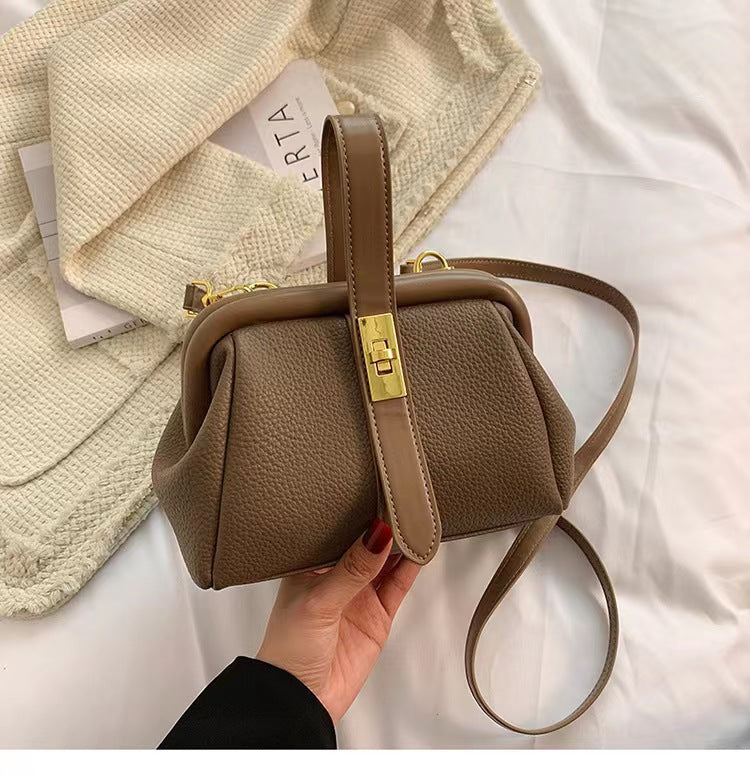 Cross-border bag women's bag fashion new lychee pattern clip handbag fashion all-match shoulder Messenger bag