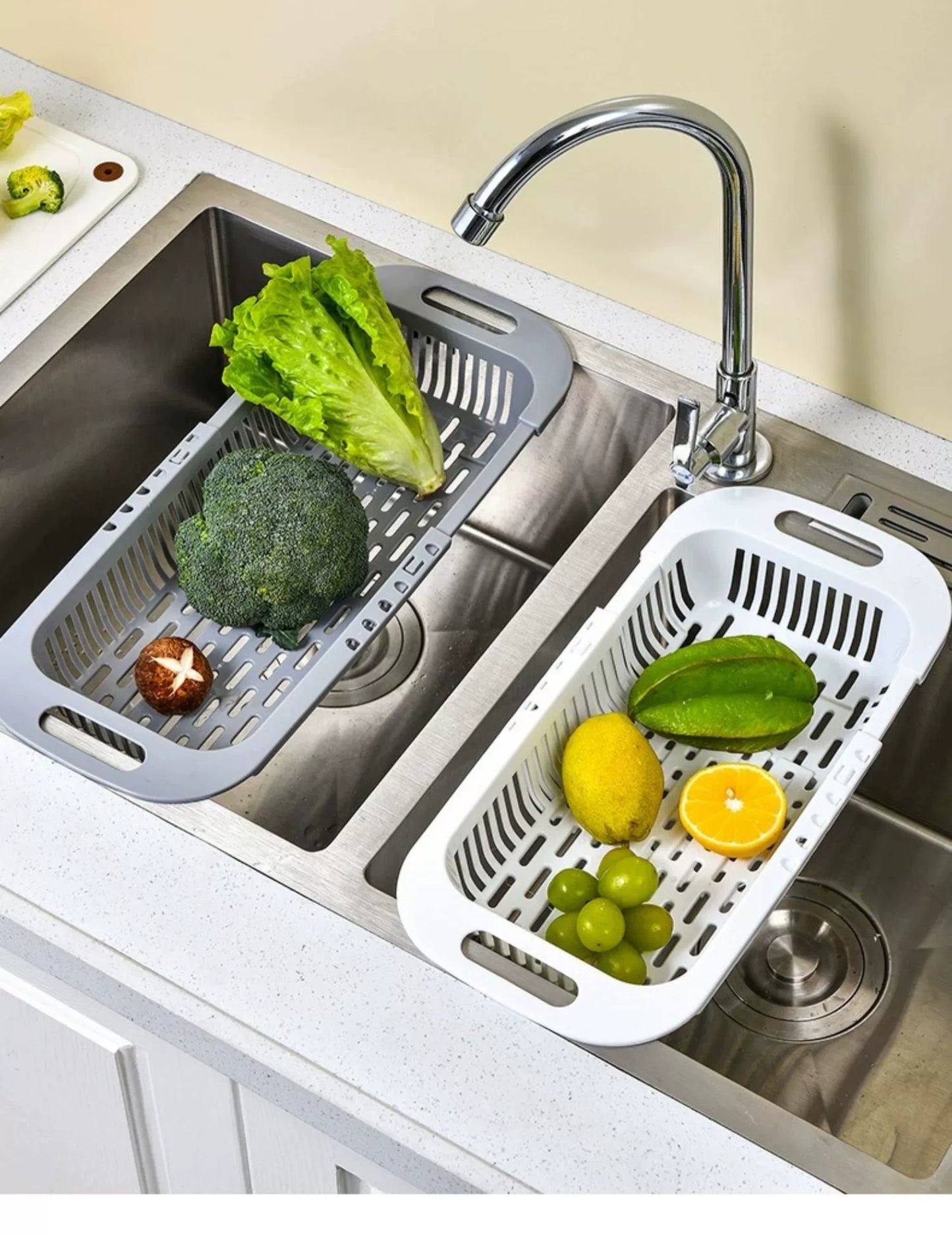 Washing Basin Bowl and Chopstick Rack Storage Rack Adjustable Drain Basket