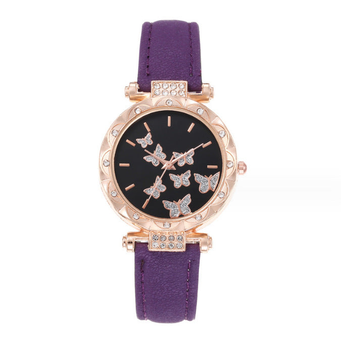 New Douyin popular women's watch, fashionable and personalized simple watch, butterfly digital belt watch wholesale