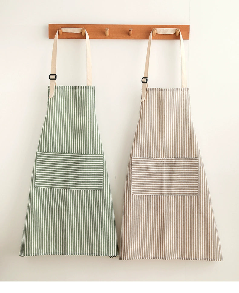 VV Xiaowangjia Inventory Pure Cotton Apron Female Household Kitchen Special Work Clothes Cotton Linen Cooking Apron Thin Breathable