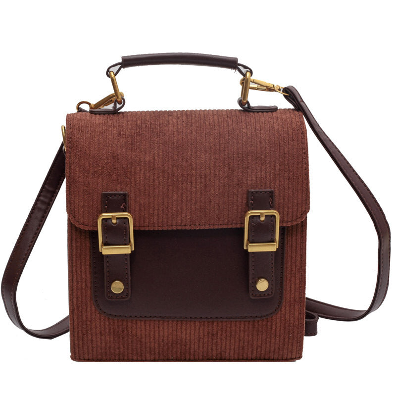 Corduroy bag for women autumn and winter new style fashion small backpack high-end ladies handbag small square bag