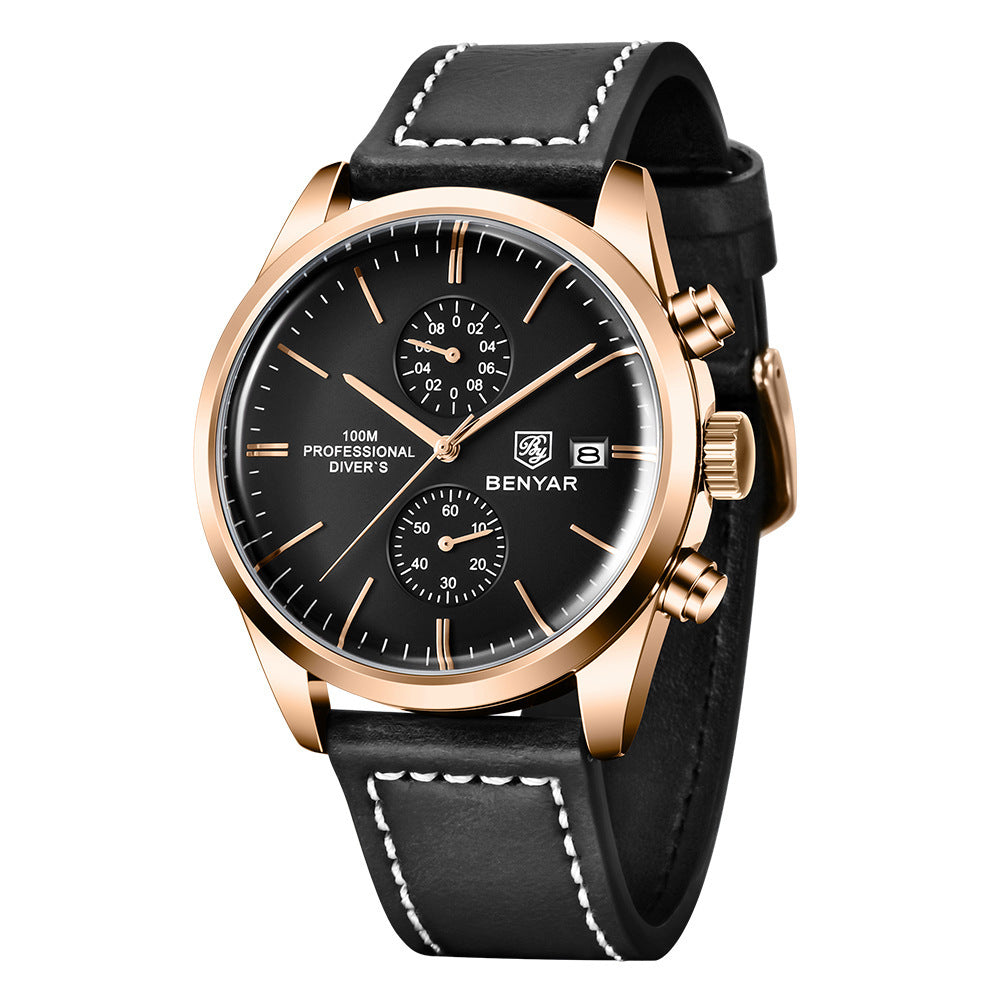 Benya benyar cross-border men's watch multi-function quartz watch fashion business waterproof watch men's watch 5187