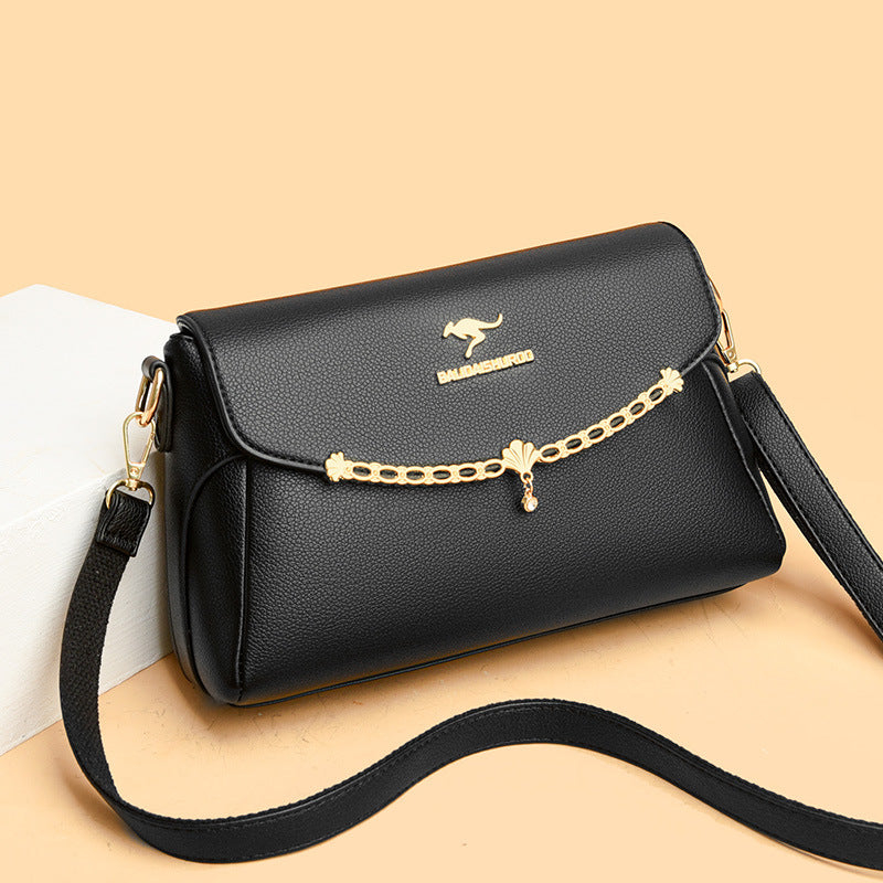 Women's bag new fashion all-match soft leather middle-aged mother shoulder bag large capacity small square bag women's shoulder bag trendy