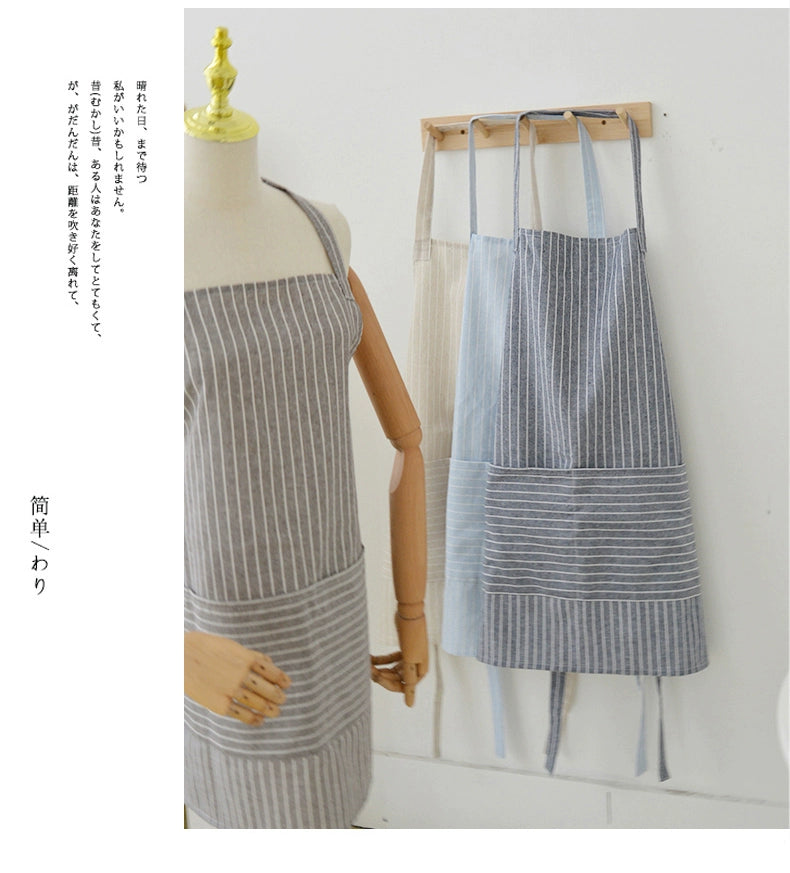 Japanese-Style For Home Cotton and Linen Catering and Cooking Women's Apron