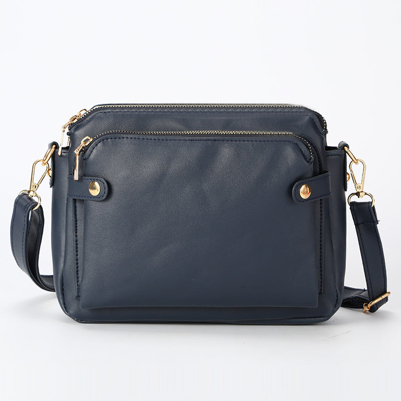 Three Layer Leather Crossbody Shoulder Three Layer Leather Crossbody Shoulder Cross Border