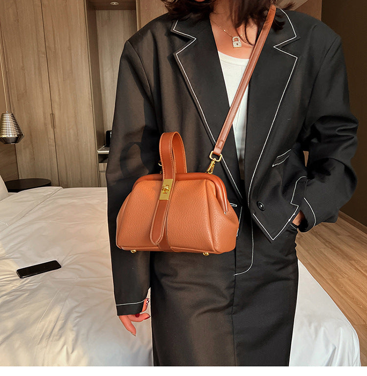 Cross-border bag women's bag fashion new lychee pattern clip handbag fashion all-match shoulder Messenger bag