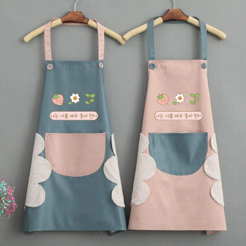 For Home Kitchen Apron Waterproof Oil-Proof Female Fashion K-style For Home Kitchen Oil-Proof For Home Overclothes Apron Female