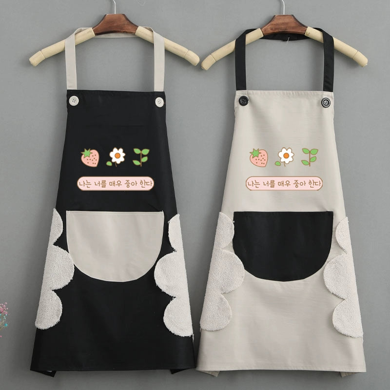 For Home Kitchen Apron Waterproof Oil-Proof Female Fashion K-style For Home Kitchen Oil-Proof For Home Overclothes Apron Female