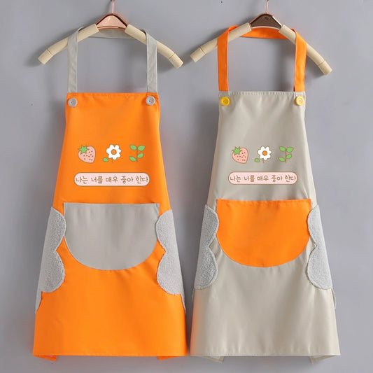 For Home Kitchen Apron Waterproof Oil-Proof Female Fashion K-style For Home Kitchen Oil-Proof For Home Overclothes Apron Female