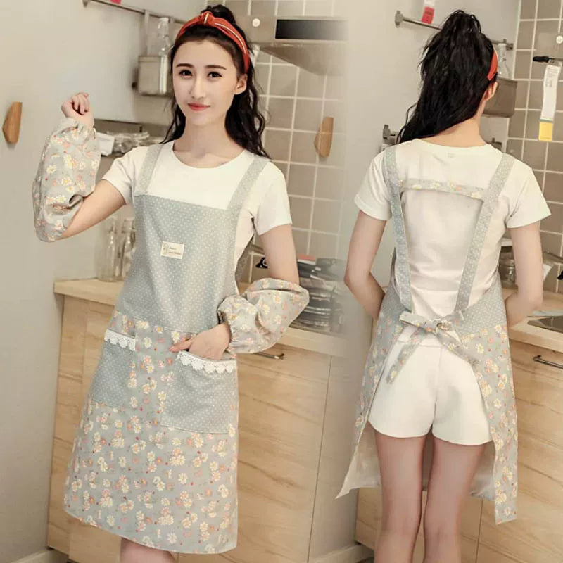 Internet Celebrity Household Pure Cotton Western Style Thin Apron with Straps