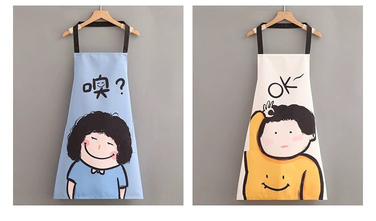 Canvas Apron Home Kitchen Men's Summer Thin 2022 Internet Celebrity New Work Clothes Women's Cooking Cartoon Waist