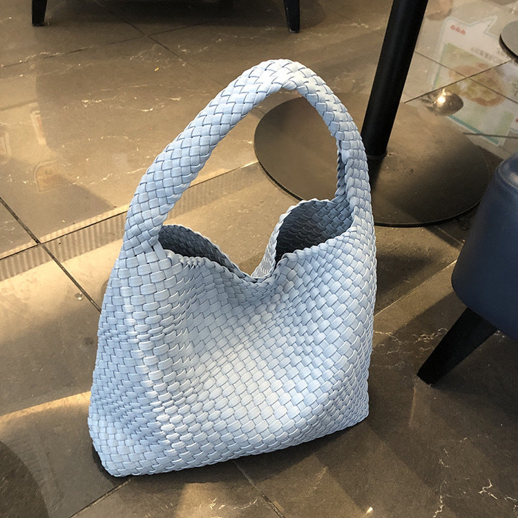 New high-end hand-woven bag large-capacity shoulder tote bag underarm bag bucket bag mother-and-child bag trend