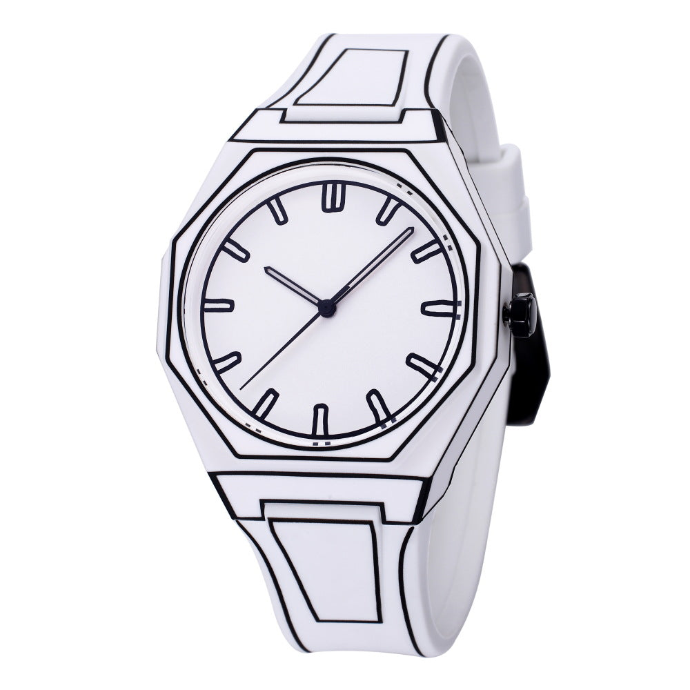 Silicone quartz watch business quartz watch plastic dial deep waterproof watch comic style fashion watch