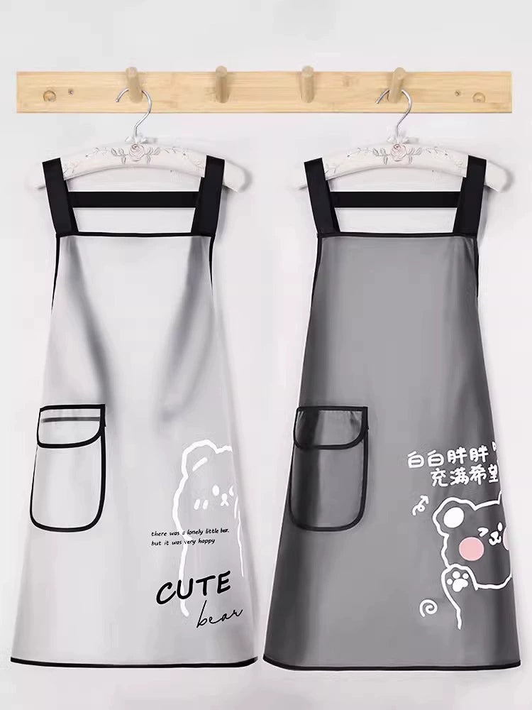 Transparent Apron for Women For Home Kitchen Waterproof Oil-Proof Catering Special Cooking Apron 2024 New Arrival Soft Leather Overalls