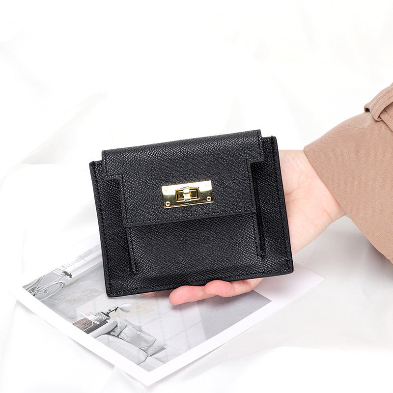 Leather wallet card bag all-in-one bag women's short leather palm pattern simple coin purse new small wallet