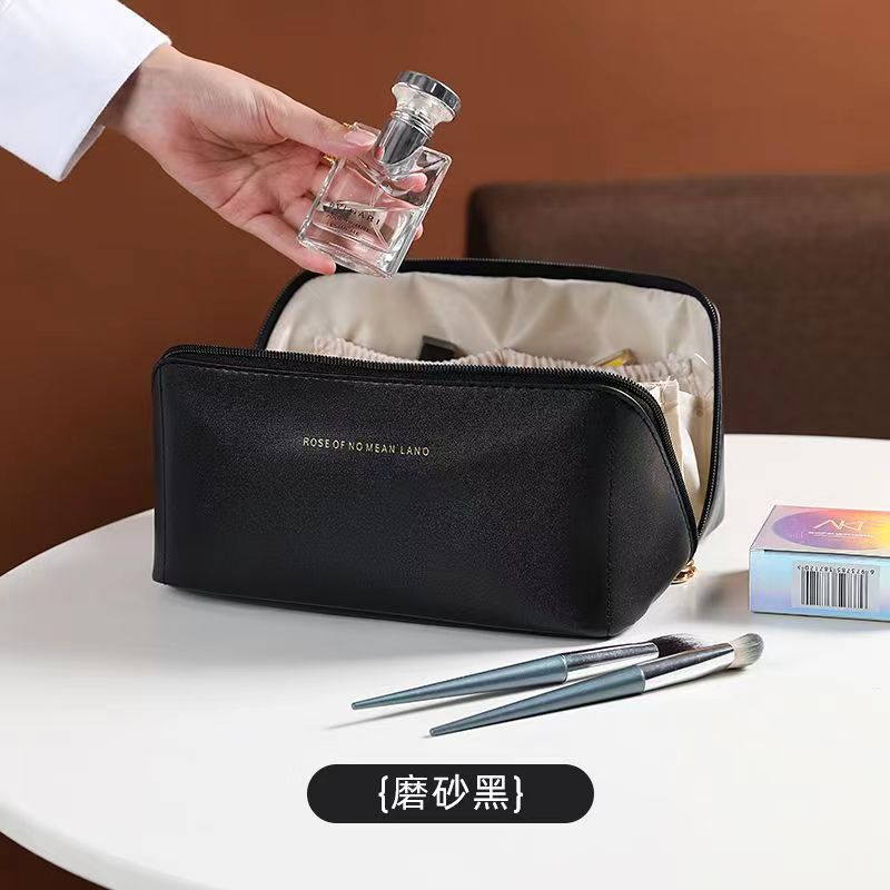 Accordion Pillow Cosmetic Bag Large Capacity Travel Cosmetic Storage Bag Portable Handbag PU Waterproof Washing Bag