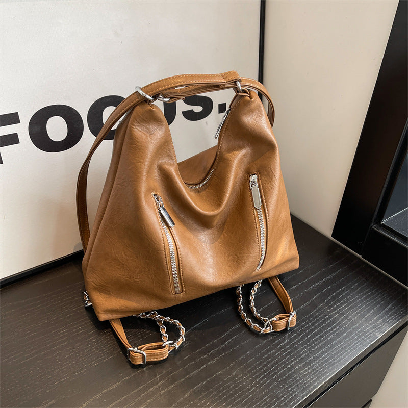 New double chain bag women's bag travel multi-purpose backpack high-end temperament shoulder bag large capacity tote bag