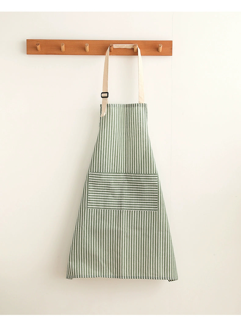 VV Xiaowangjia Inventory Pure Cotton Apron Female Household Kitchen Special Work Clothes Cotton Linen Cooking Apron Thin Breathable