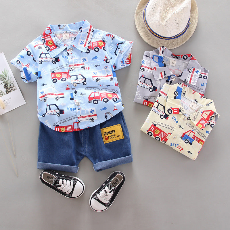 New Summer Baby Boys Clothes Children Fashion Cartoon Shirt Shorts 2Pcs/Set Kids Outfits Toddler Casual Costume Infant Tracksuit