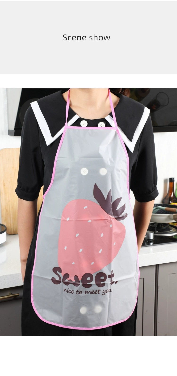 Household Antifouling Translucent Apron Cooking Kitchen