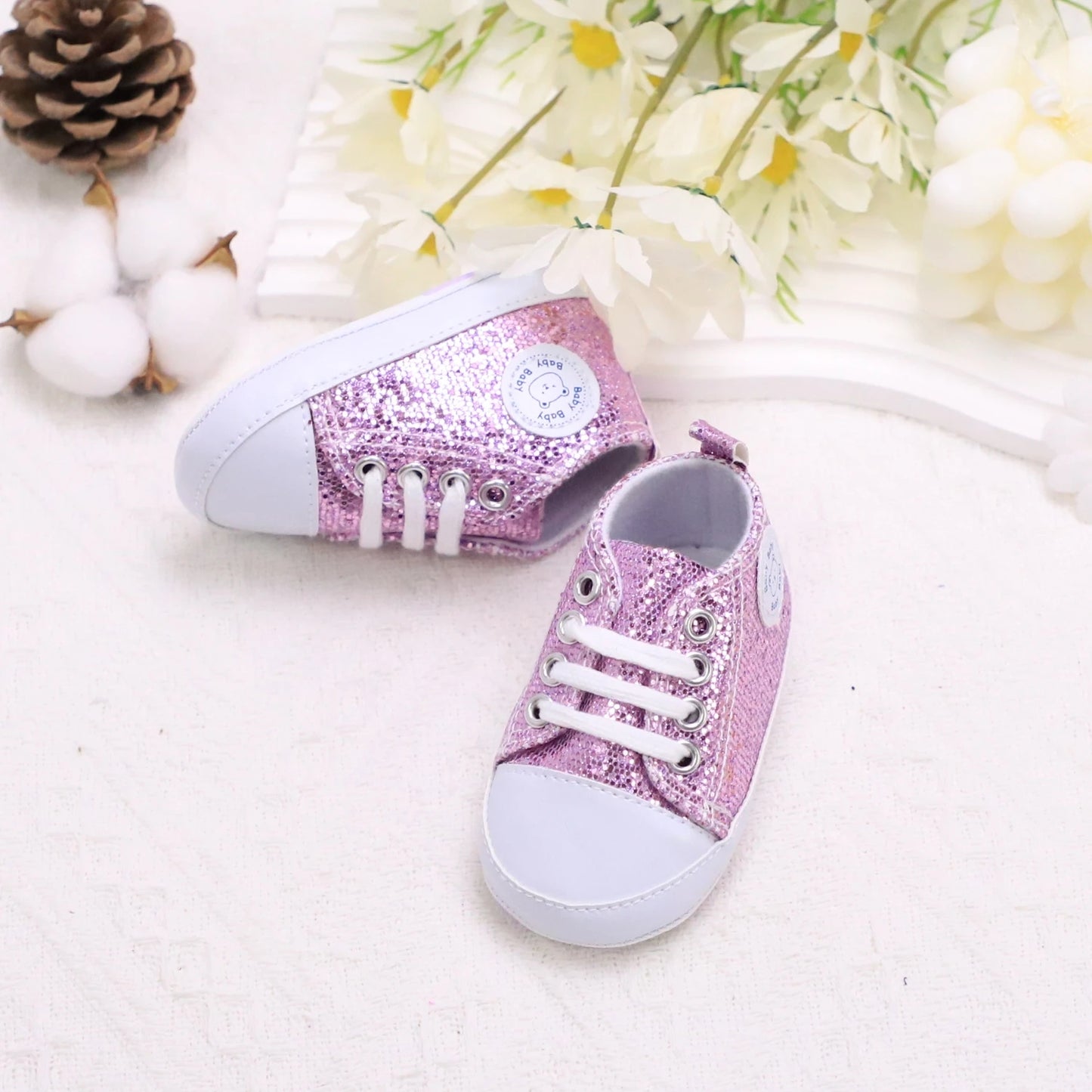 Trendy Comfortable Sequin Sneakers For Baby Boys, Lightweight Non Slip Shoes For Indoor Outdoor Walking, Spring And Autumn