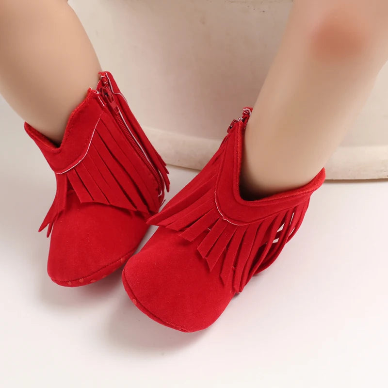 Baby Booties Vintage Tassel Anti-slip Sole Winter Warm Baby Boys Girls Shoes Snow Booties First Walkers Infant Shoes