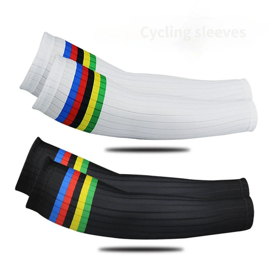 Cover Arm Aero Cuff Bike Cycling Sleeves UV Stripe Running SunscreenSun Bicycle Sleeves Leg Sport Cycling Outdoor Arm Warmer