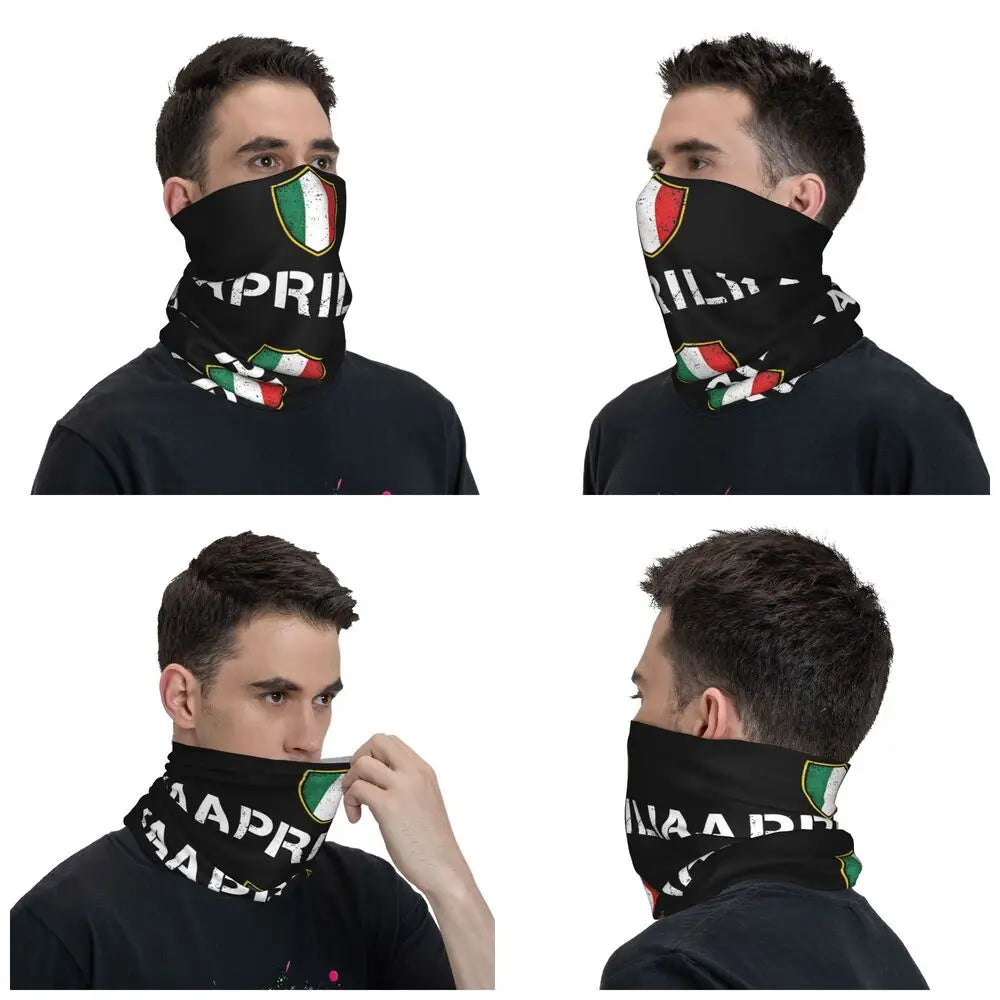 Italia Aprilia Racing Bandana Neck Cover Printed Motorcycle Mask Scarf Multifunctional Face Mask Hiking Unisex Adult Breathable