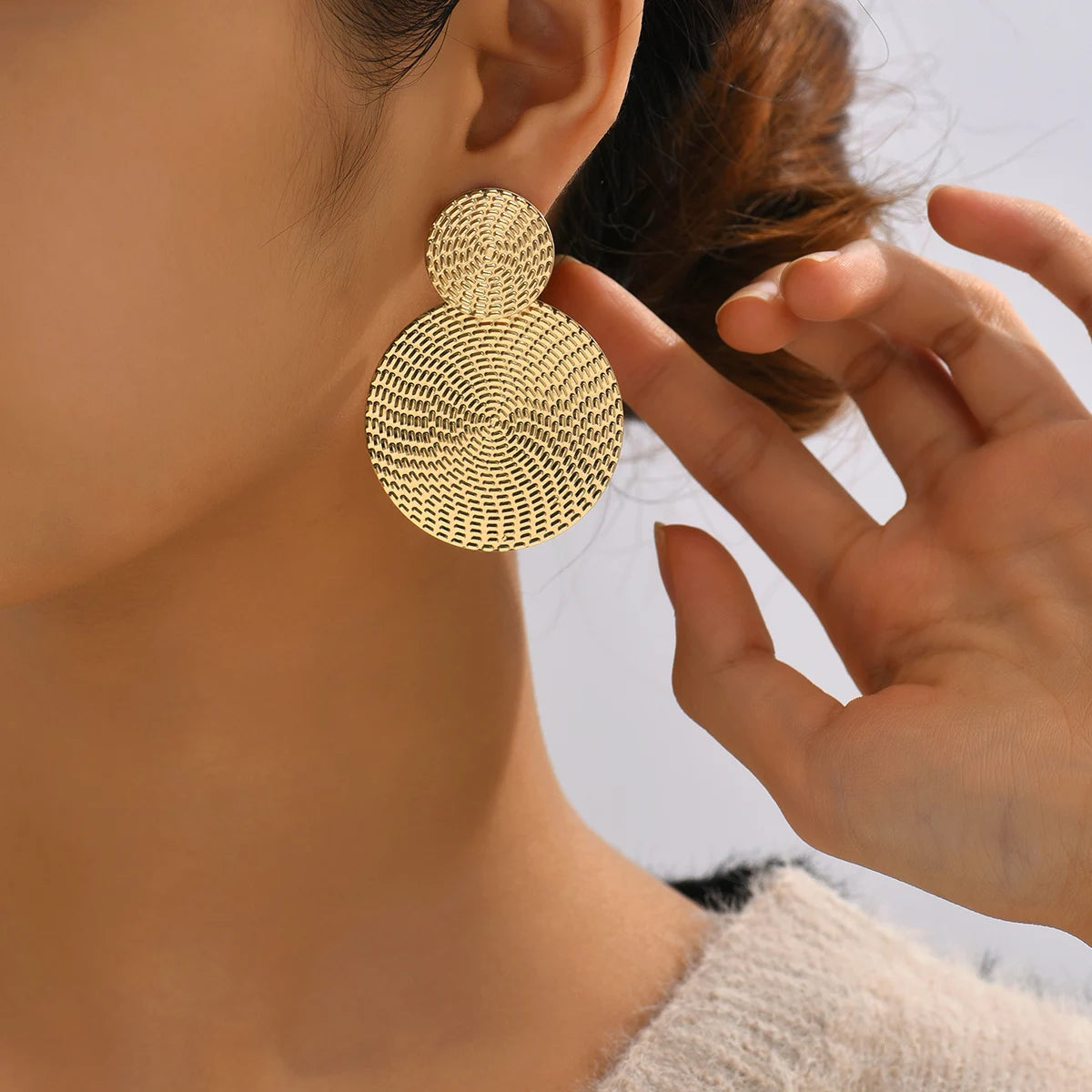 Aretes De Mujer Bohemia Trendy Geometric Metal Round Earrings For Women Fashion Wedding Jewelry