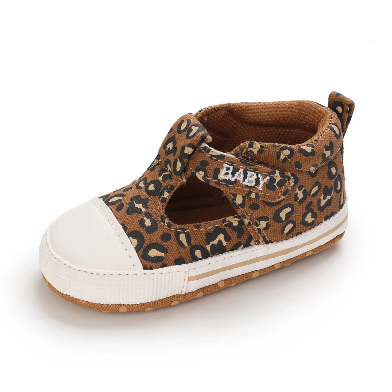 0-18M Newborn Baby Shoes Female Baby Cute Leopard Pattern Sports Shoes Sandals Soft Sole Comfortable Walking Shoes