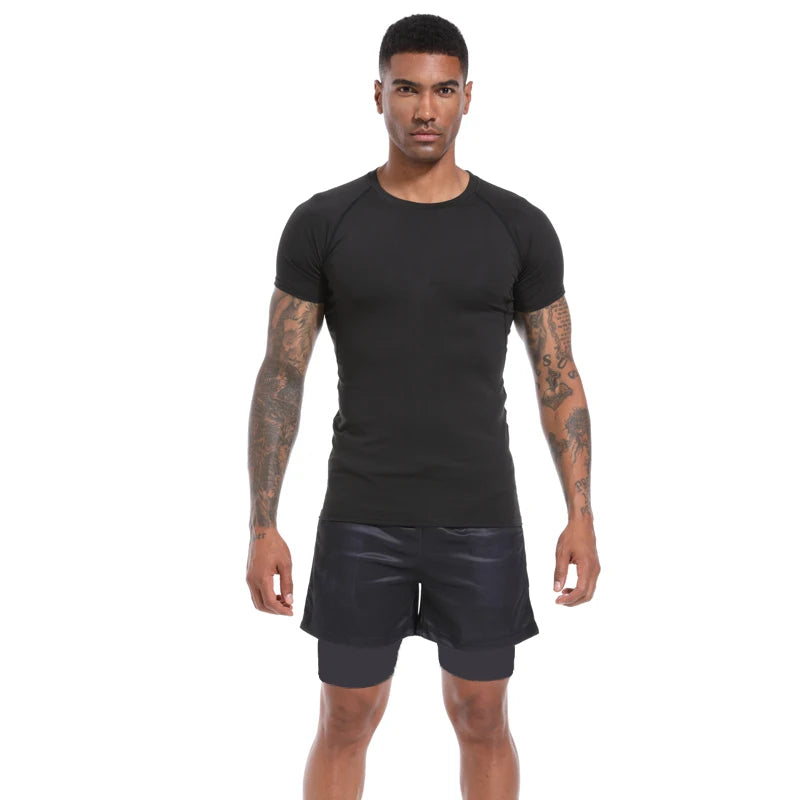 Men TShirt Classic Design T-shirt Men's Casual Tight Tshirt Gym Fitness Compression Shirt Quick Dry Summer Fashion