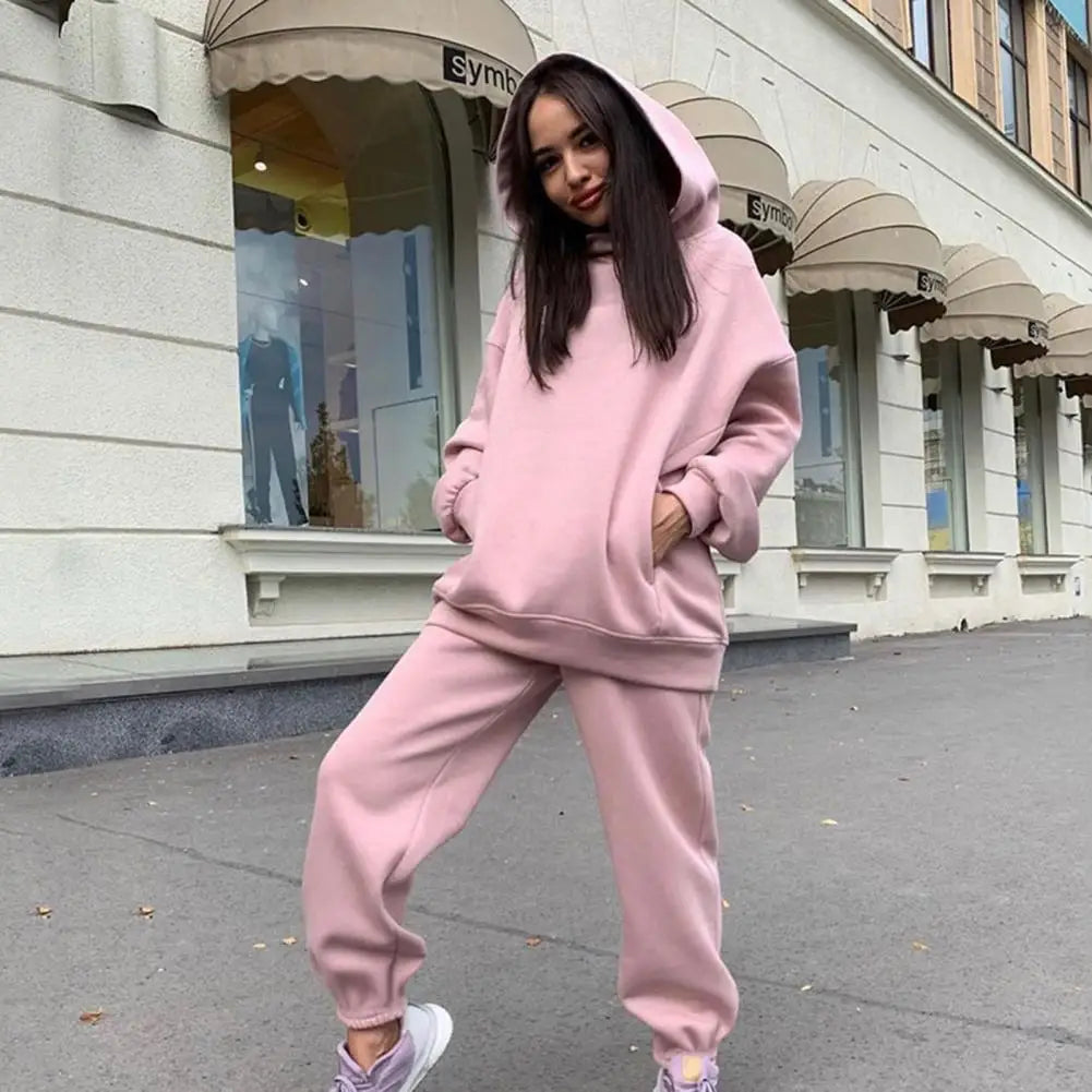 Women Two Piece Sets Tracksuit Hooded Sweatshirt Tops Sweatpants Pants Set Female Spring Autumn Long Sleeve Pullover Sports Set