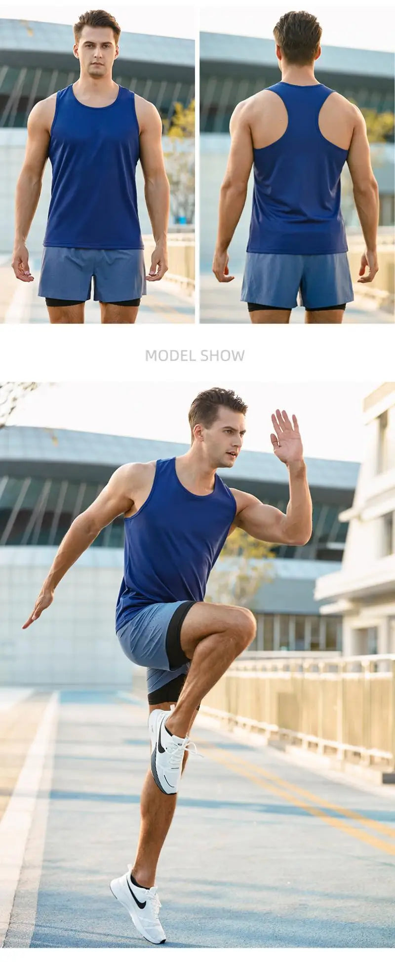 Men Sport Vest Outdoor Running Exercise Training Quick Dry Fitness Tops Jogging Sleeveless Shirt Basketball Racerback Singlets