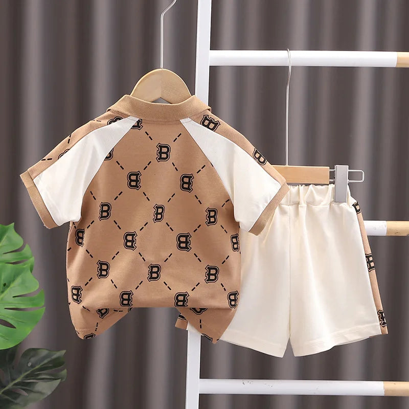 Fashion Baby Boys Clothes Set Summer Children's Letter Print Short Sleeved T-shirt+Shorts 2pcs Kids Outfits Costume Suit