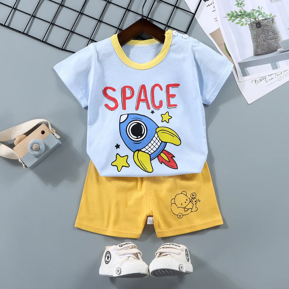 2PCS mother Kids Clothes Children's Sets Boys Girl T-shirt Shorts Summer Cotton Short sleeve Baby Children Clothing Toddler Suit