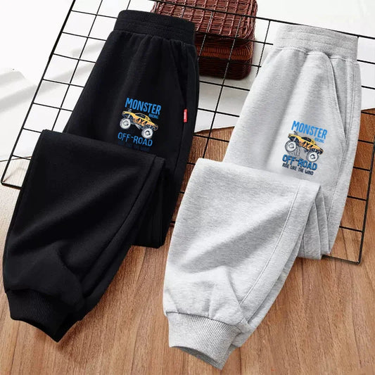 3-13 Age Little Boy Autumn Trousers Monster Truck Cartoon Clothing Cotton Long Pants Children Outdoor Sweatpants